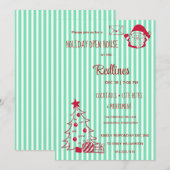 Pearl Aqua Plaid Holiday Open House Uitnodiging (Voorkant / Achterkant)