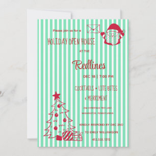 Pearl Aqua Plaid Holiday Open House Uitnodiging