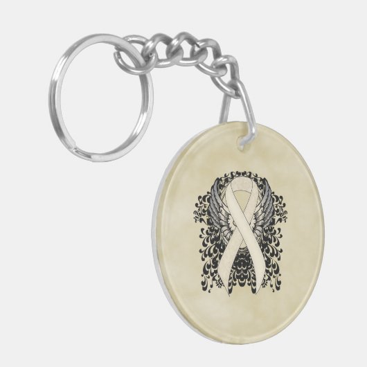 Pearl Awareness Lint met vleugels Sleutelhanger (Voorkant Links)