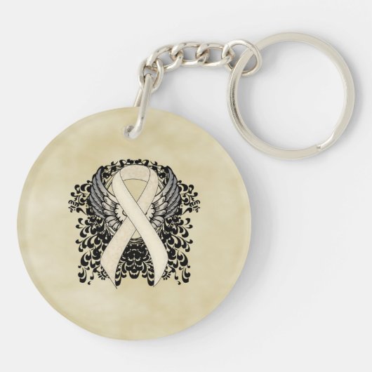 Pearl Awareness Lint met vleugels Sleutelhanger (Achterkant)