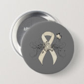 Pearl Awareness Ribbon Butterfly Ronde Button 7,6 Cm (Voorkant /achterkant)