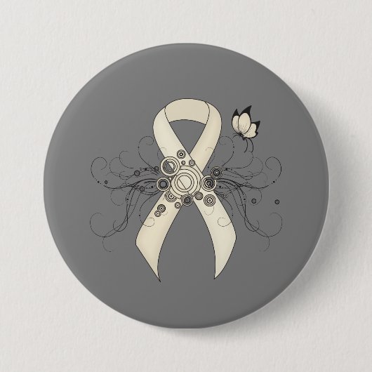 Pearl Awareness Ribbon Butterfly Ronde Button 7,6 Cm (Voorkant)