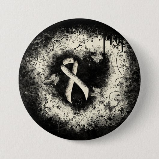 Pearl Awareness Ribbon Grunge Heart Ronde Button 7,6 Cm (Voorkant)