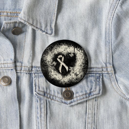 Pearl Awareness Ribbon Grunge Heart Ronde Button 7,6 Cm (In situ)