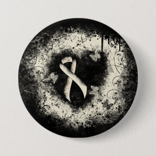 Pearl Awareness Ribbon Grunge Heart Ronde Button 7,6 Cm