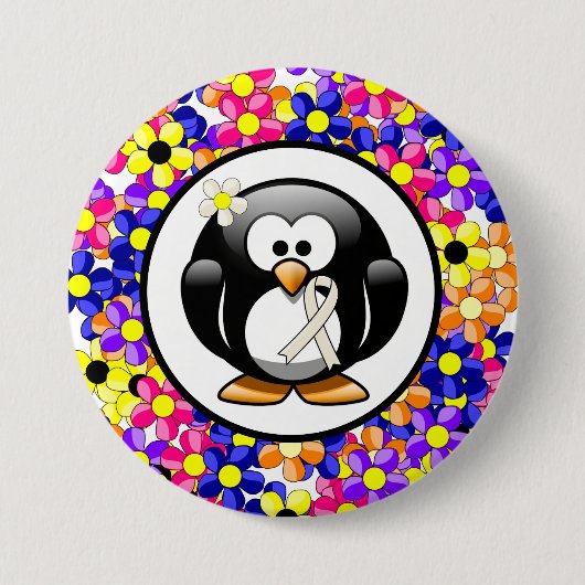 Pearl Awareness Ribbon Penguin Ronde Button 7,6 Cm (Voorkant)