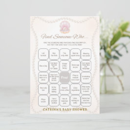 Pearl Baby Shower Game - Editable Name, 5x7 Kaart