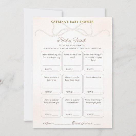 Pearl Baby Shower Game - Editable Name, 5x7 Kaart (Voorkant)