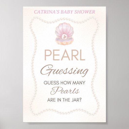 Pearl Baby Shower Game Sign Poster (Voorkant)