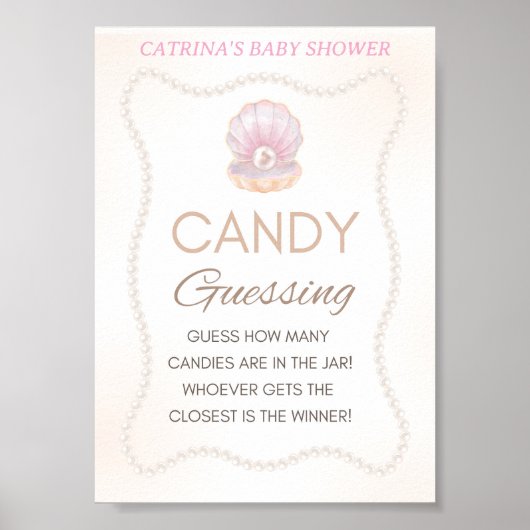 Pearl Baby Shower Game Sign Poster (Voorkant)