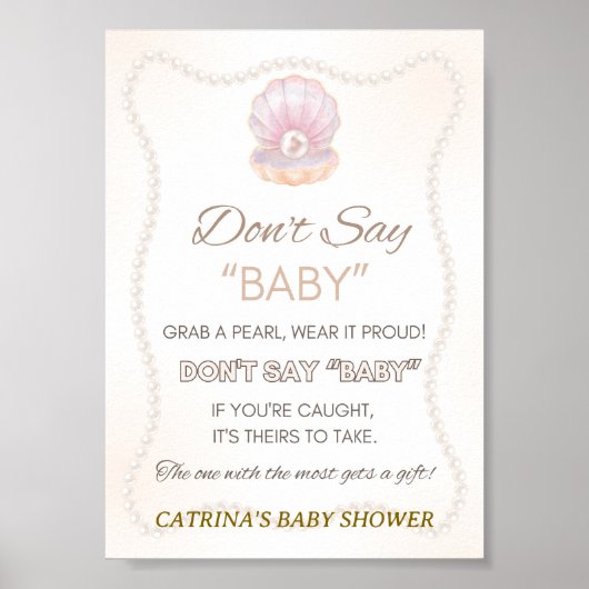 Pearl Baby Shower Game Sign Poster (Voorkant)