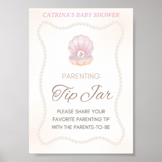 Pearl Baby Shower Game Sign Poster (Voorkant)