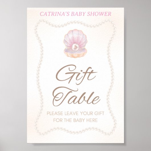 Pearl Baby Shower Game Sign Poster (Voorkant)