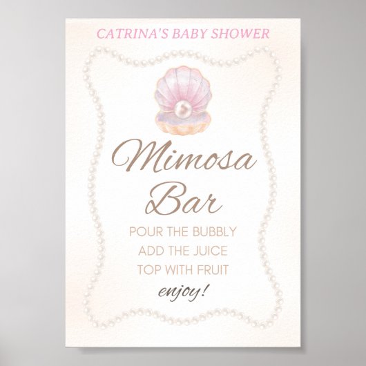 Pearl Baby Shower Game Sign Poster (Voorkant)