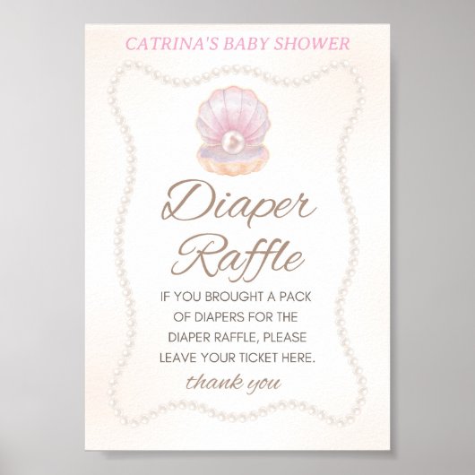 Pearl Baby Shower Game Sign Poster (Voorkant)