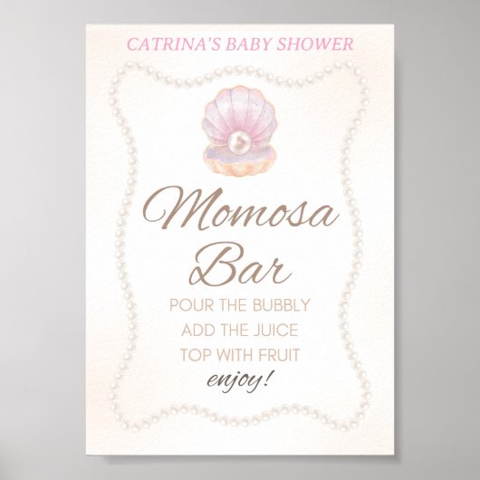 Pearl Baby Shower Game Sign Poster (Voorkant)