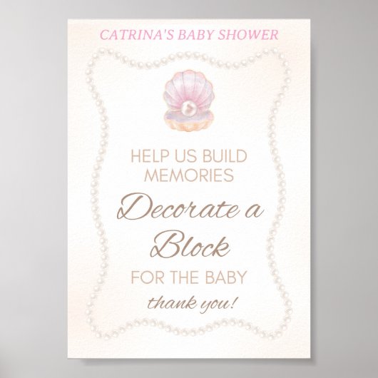Pearl Baby Shower Game Sign Poster (Voorkant)