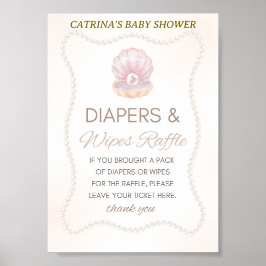 Pearl Baby Shower Game Sign Poster (Voorkant)