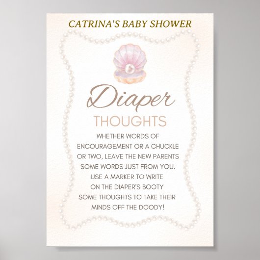 Pearl Baby Shower Game Sign Poster (Voorkant)