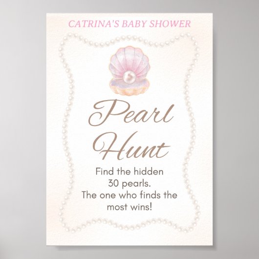 Pearl Baby Shower Game Sign Poster (Voorkant)