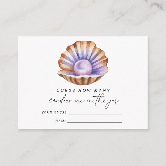 Pearl baby shower Guess how many candies Informatiekaartje (Voorkant)