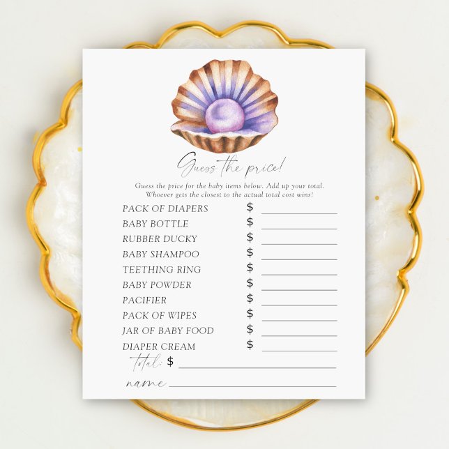 Pearl baby shower  - Guess the price Game (Creator heeft geüpload)