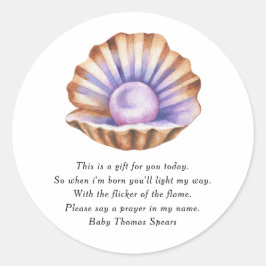 Pearl Baby Shower - Prayer Candle Label