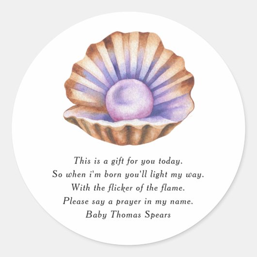 Pearl Baby Shower - Prayer Candle Label (Voorkant)
