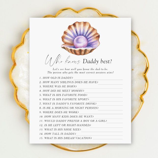 Pearl baby shower - Wie kent papa het beste spel (Creator heeft geüpload)