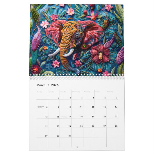 Pearl & Bead Embroidery – 2026 Calendar Kalender (Mar 2026)