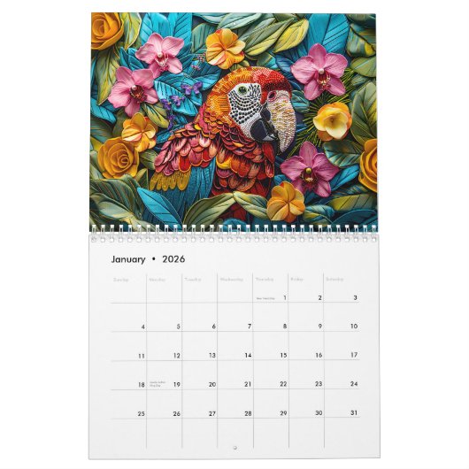 Pearl & Bead Embroidery – 2026 Calendar Kalender (Jan 2026)