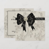 Pearl Black en Cream Swirl verjaardagsfeestje Kaart (Voorkant / Achterkant)