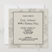 Pearl Black en Cream Swirl verjaardagsfeestje Kaart (Achterkant)