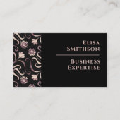 Pearl & Black Floral Damask Elegant Paars Pattern Visitekaartje (Voorkant)
