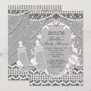Pearl Bling Baby Shower Uitnodigingen