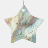 Pearl Blue Snake Huid Dierenprint Keramisch Ornament (Voorkant)