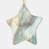 Pearl Blue Snake Huid Dierenprint Keramisch Ornament (Links)