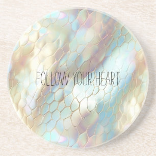 Pearl Blue Snake Huid Dierenprint Zandsteen Onderzetter