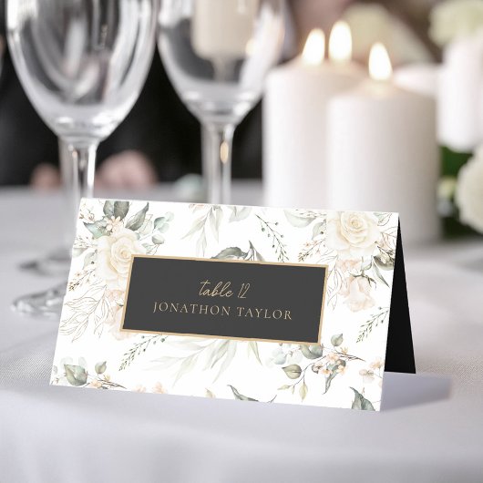 Pearl Blush Bloemen Elegantie Patroon Huwelijk ID9 Plaatskaartje