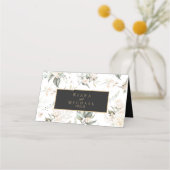 Pearl Blush Bloemen Elegantie Patroon Huwelijk ID9 Plaatskaartje (Achterkant)