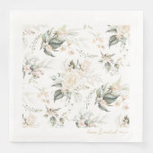 Pearl Blush Bloemen Elegantie Patroon Huwelijk ID9 Servet (Voorkant)