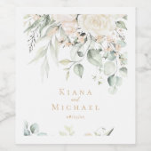 Pearl Blush Bloemen Huwelijksnamen ID989 Wijn Etiket (Enkel label)