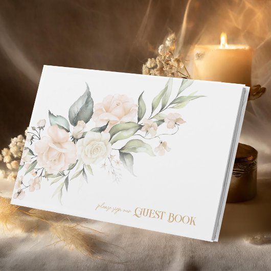 Pearl Blush Elegance Floral Wedding ID989 Gastenboek