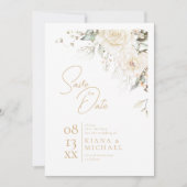 Pearl Blush Floral Elegance Border Wedding ID989 Save The Date (Voorkant)
