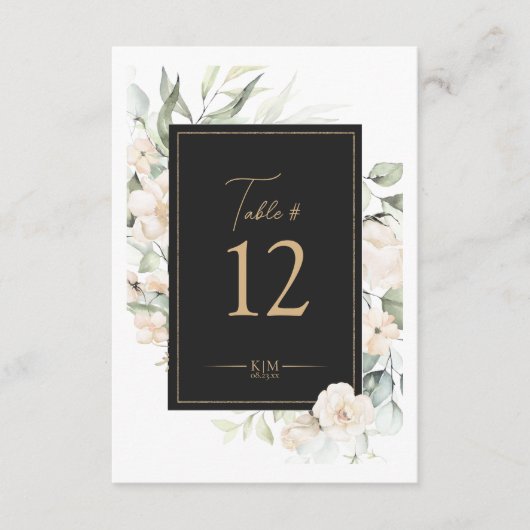 Pearl Blush Floral Elegance Ebony Table# ID989 Kaart (Voorkant)