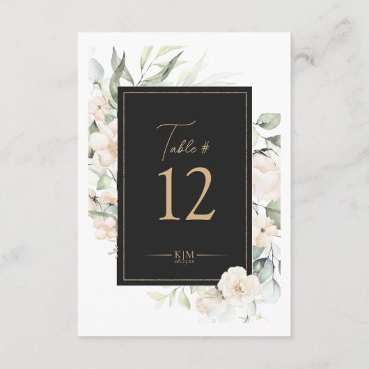 Pearl Blush Floral Elegance Ebony Table# ID989 Kaart (Achterkant)