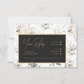 Pearl Blush Floral Elegance Pattern Ebony ID989 RSVP Kaartje (Voorkant)