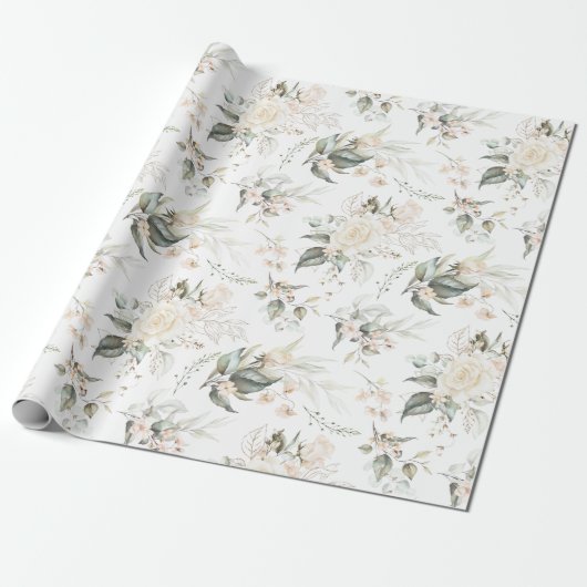 Pearl Blush Floral Elegance Pattern ID989 Cadeaupapier (Uitgerold)