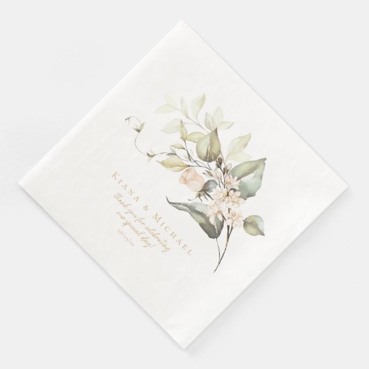 Pearl Blush Floral Elegance Wedding ID989 Servet (Hoek)