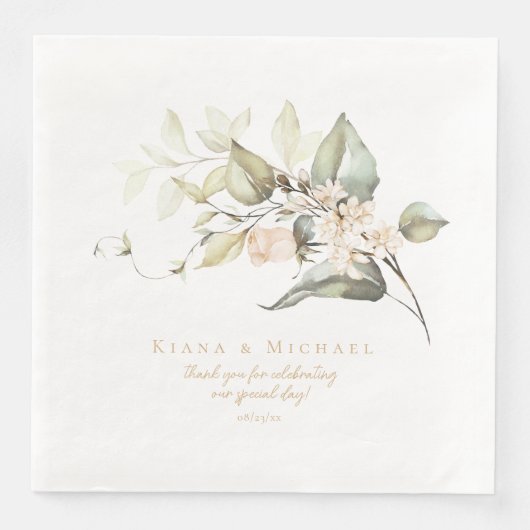 Pearl Blush Floral Elegance Wedding ID989 Servet (Voorkant)